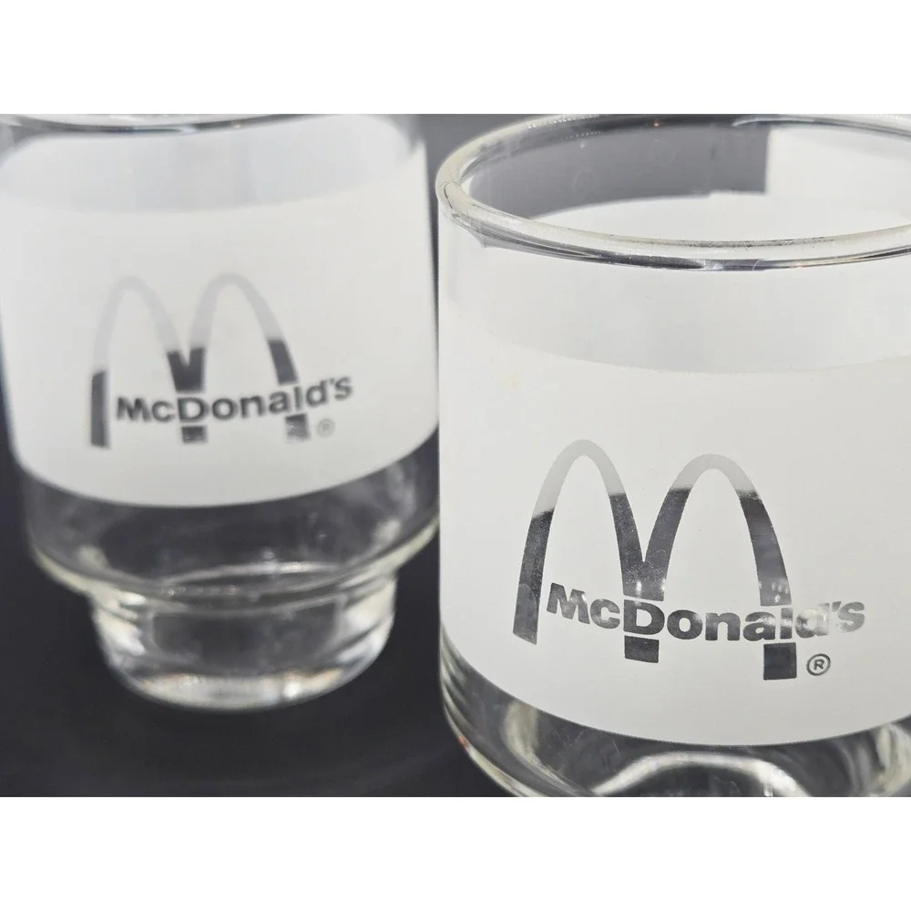 Vintage McDonalds Orange Juice Tumblers Frosted Glass Set‎ of 4 Golden Arches